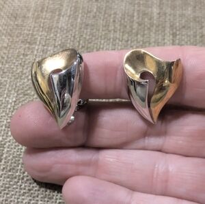 Vtg Estate Trifari Silver And Goldtoned Clip On Earrings